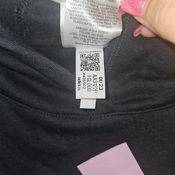 adidas Big Girls Fleece Hoodie Size Small Black and Pink - Picture 5 of 8